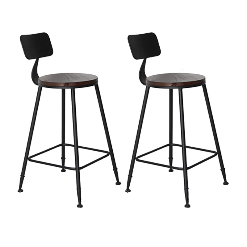 Industrial Backrest Armless Counter Stool Iron Cafe Bar Stool with Seat and Pedal