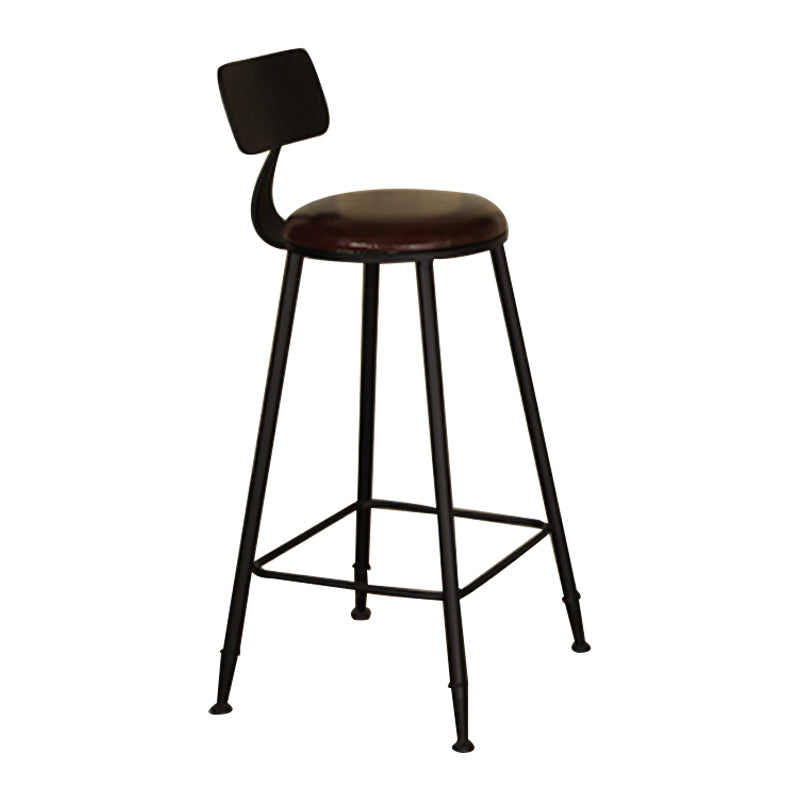 Industrial Backrest Armless Counter Stool Iron Cafe Bar Stool with Seat and Pedal
