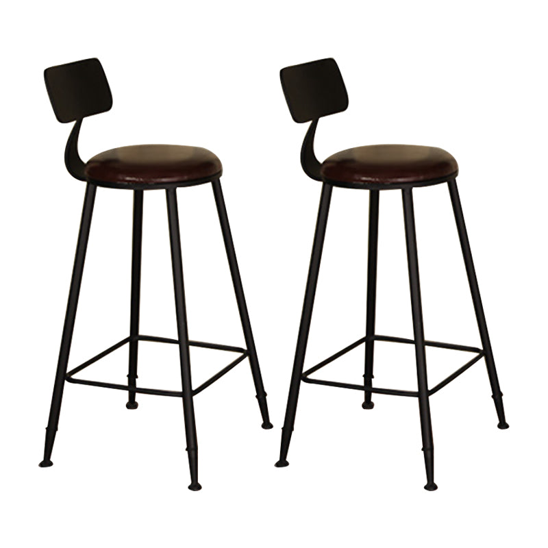 Industrial Backrest Armless Counter Stool Iron Cafe Bar Stool with Seat and Pedal