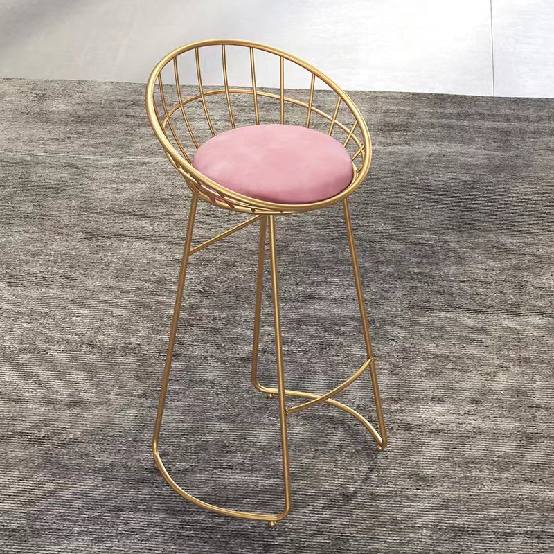 Glam Bucket Upholstered Bar Stools Footrest Low Back Bar and Counter Stool