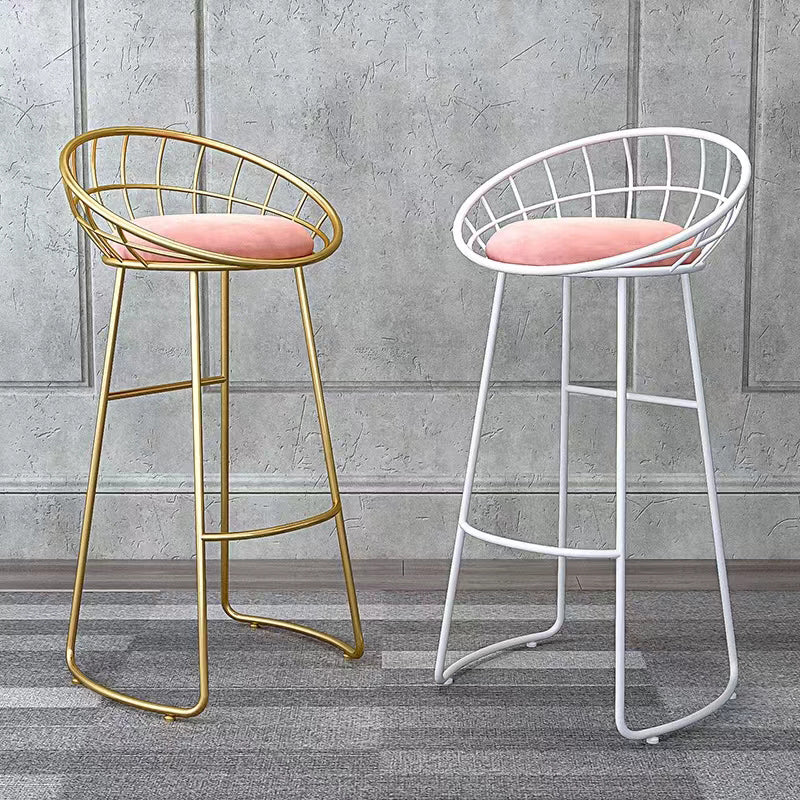 Glam Bucket Upholstered Bar Stools Footrest Low Back Bar and Counter Stool