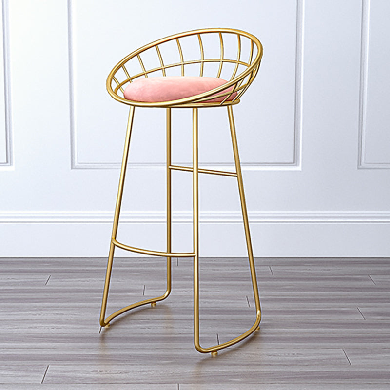 Glam Bucket Upholstered Bar Stools Footrest Low Back Bar and Counter Stool