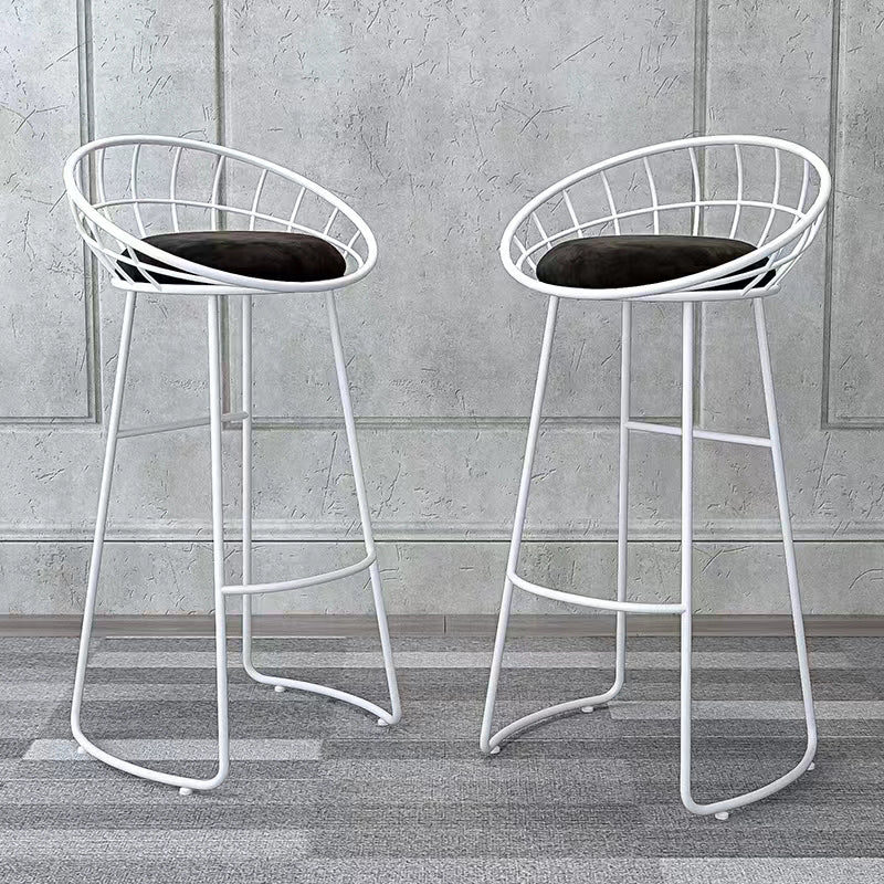 Glam Bucket Upholstered Bar Stools Footrest Low Back Bar and Counter Stool