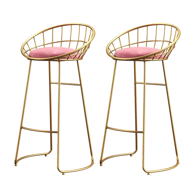 Glam Bucket Upholstered Bar Stools Footrest Low Back Bar and Counter Stool