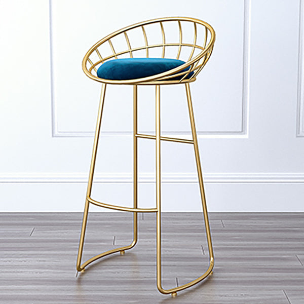 Glam Bucket Upholstered Bar Stools Footrest Low Back Bar and Counter Stool