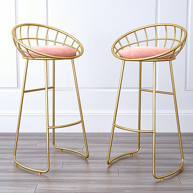Glam Bucket Upholstered Bar Stools Footrest Low Back Bar and Counter Stool