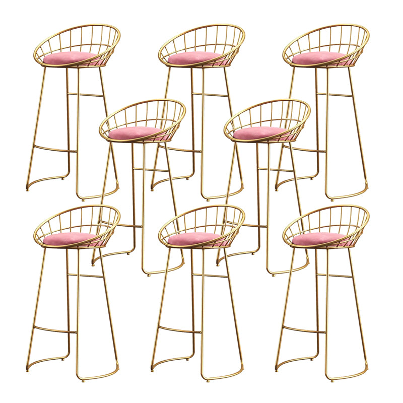 Glam Bucket Upholstered Bar Stools Footrest Low Back Bar and Counter Stool