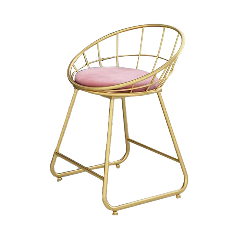 Glam Bucket Upholstered Bar Stools Footrest Low Back Bar and Counter Stool