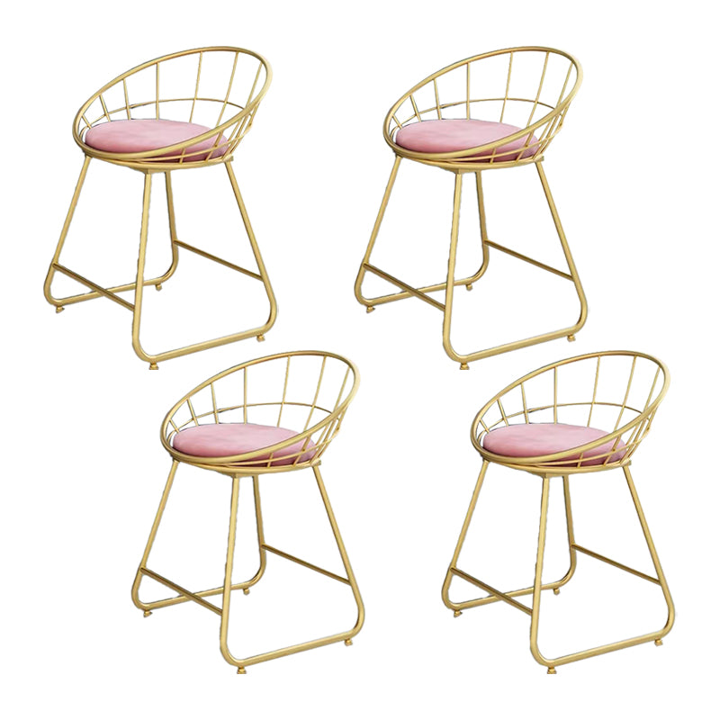 Glam Bucket Upholstered Bar Stools Footrest Low Back Bar and Counter Stool