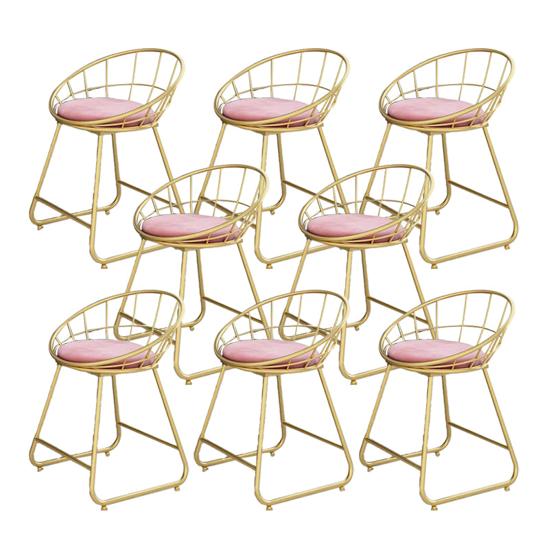 Glam Bucket Upholstered Bar Stools Footrest Low Back Bar and Counter Stool