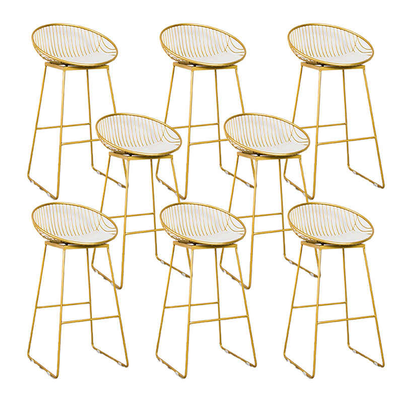 Glam Armless Backrest Counter Stool Iron Bar Stool with Footrest