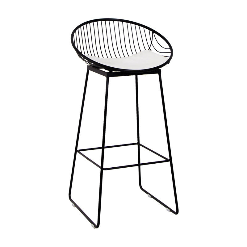 Glam Armless Backrest Counter Stool Iron Bar Stool with Footrest