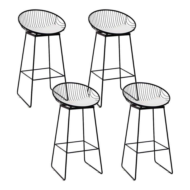 Glam Armless Backrest Counter Stool Iron Bar Stool with Footrest