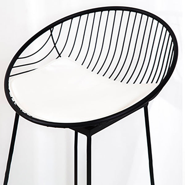 Glam Armless Backrest Counter Stool Iron Bar Stool with Footrest