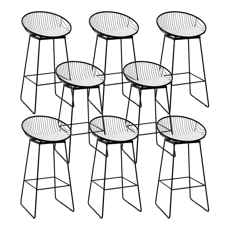 Glam Armless Backrest Counter Stool Iron Bar Stool with Footrest