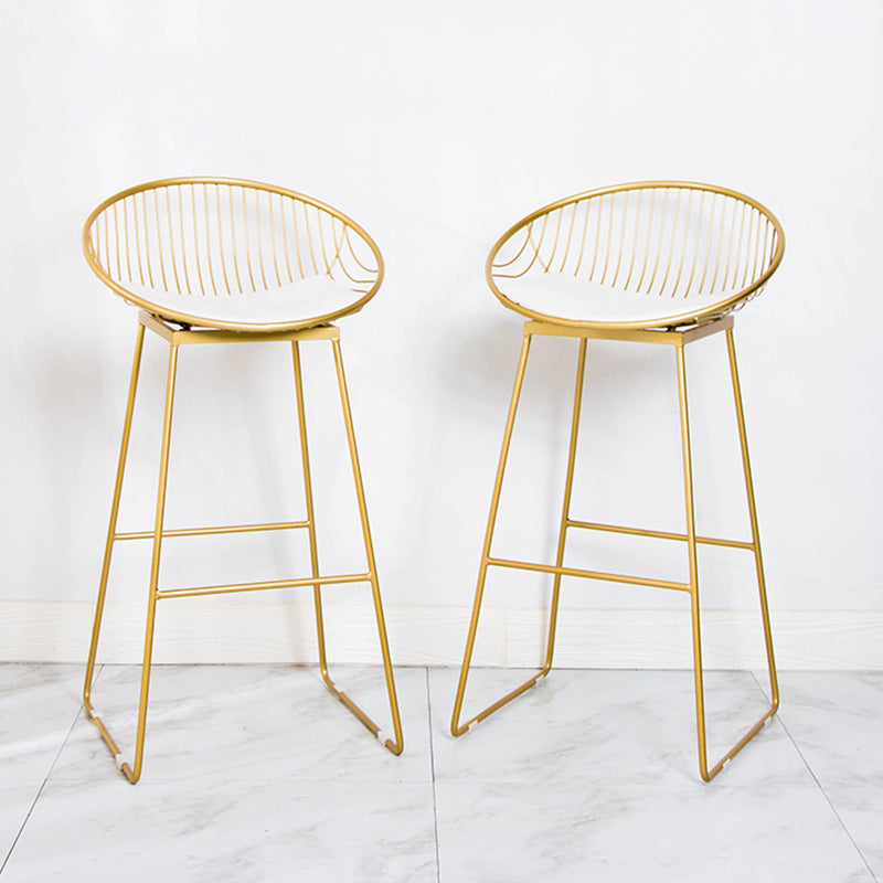 Glam Armless Backrest Counter Stool Iron Bar Stool with Footrest