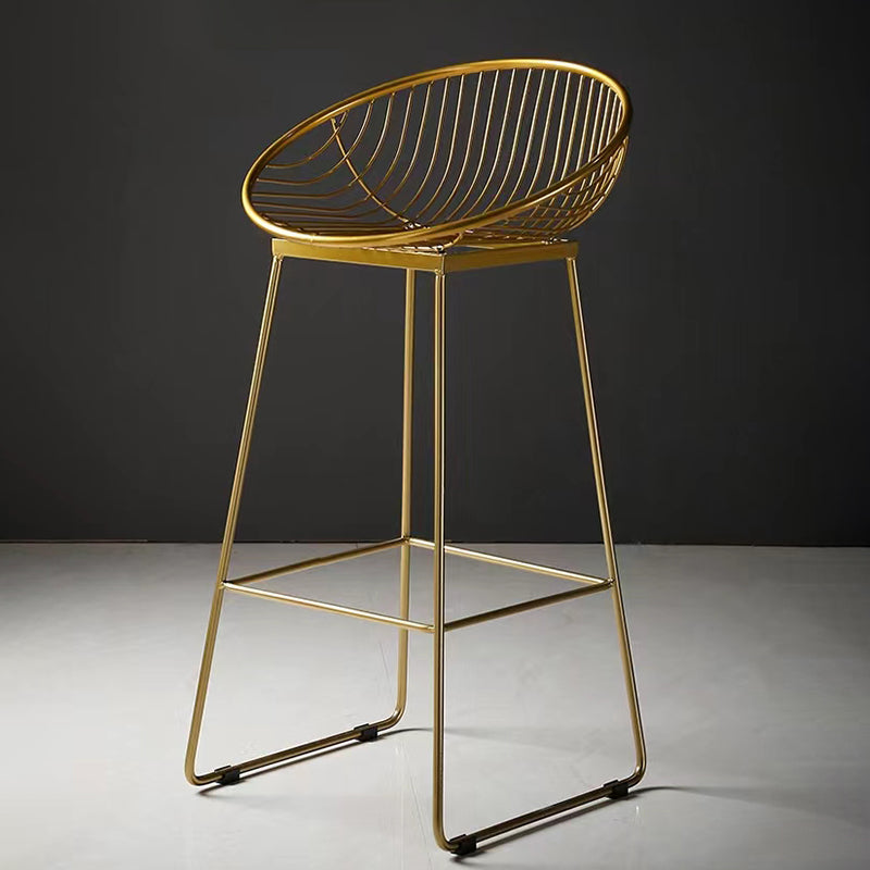 Glam Armless Backrest Counter Stool Iron Bar Stool with Footrest