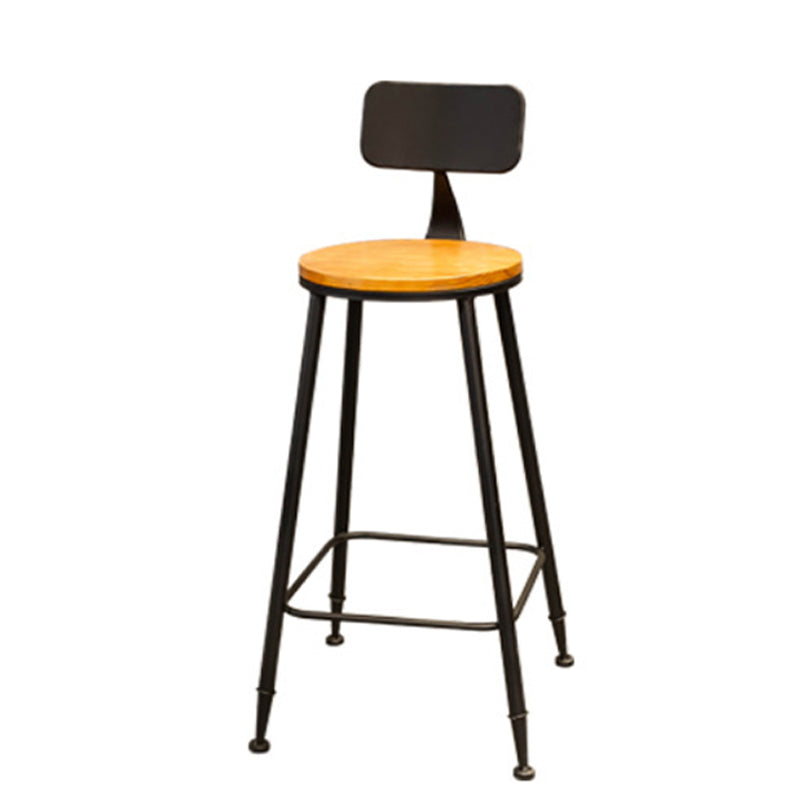 Industrial Style Backrest Counter Stool Iron Cafe Bar Stool with Seat and Pedal