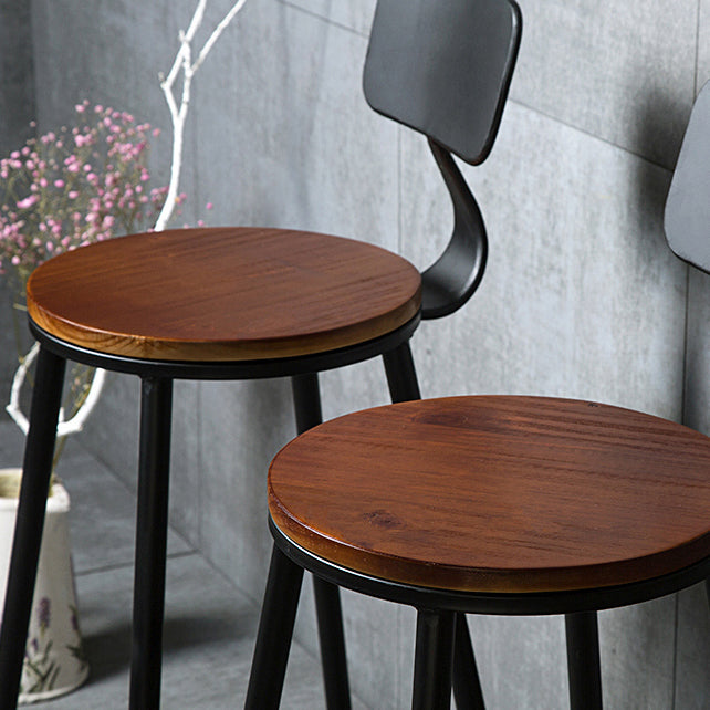 Industrial Style Backrest Counter Stool Iron Cafe Bar Stool with Seat and Pedal