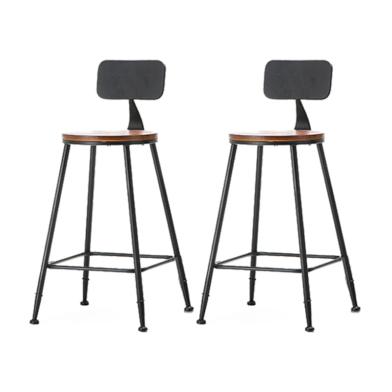 Industrial Style Backrest Counter Stool Iron Cafe Bar Stool with Seat and Pedal