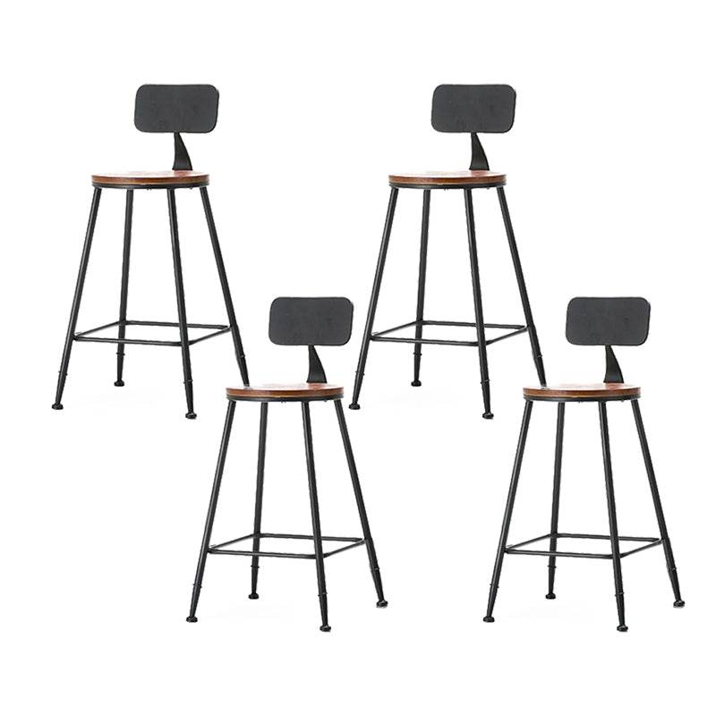 Industrial Style Backrest Counter Stool Iron Cafe Bar Stool with Seat and Pedal