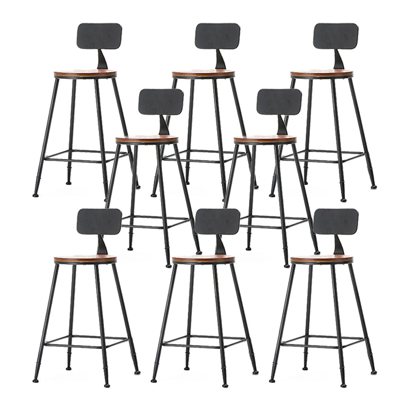 Industrial Style Backrest Counter Stool Iron Cafe Bar Stool with Seat and Pedal