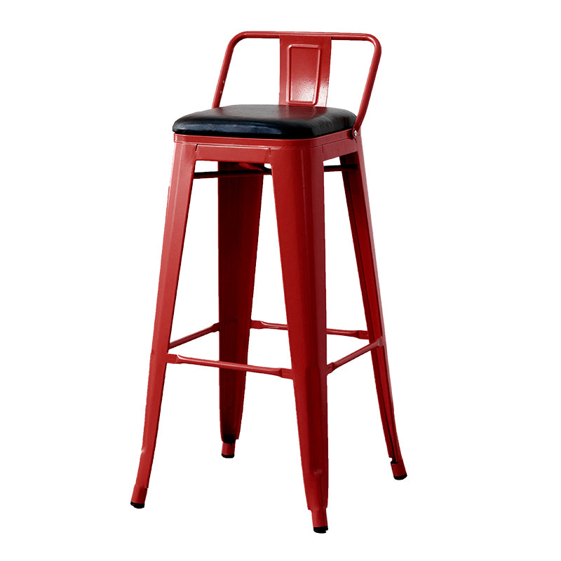 Nordic Armless Backrest Counter Stool Iron Cafe Bar Stool with Seat and Pedal