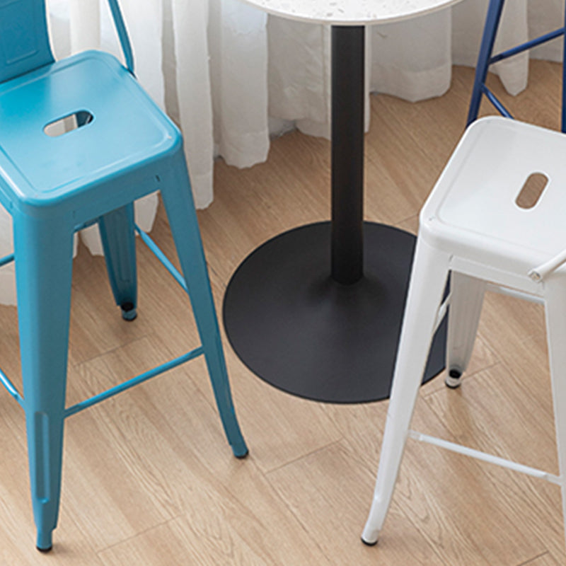 Nordic Armless Backrest Counter Stool Iron Cafe Bar Stool with Seat and Pedal