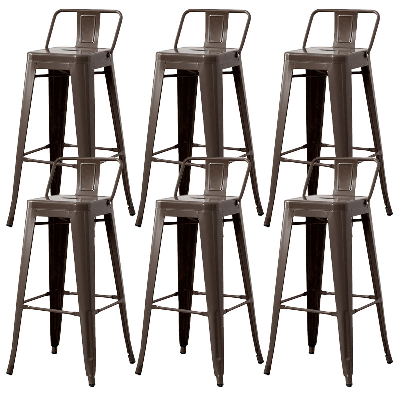 Nordic Armless Backrest Counter Stool Iron Cafe Bar Stool with Seat and Pedal