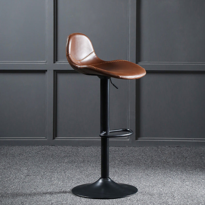 Modern Adjustable Height Barstool Faux Leather Swivel Bar Stools