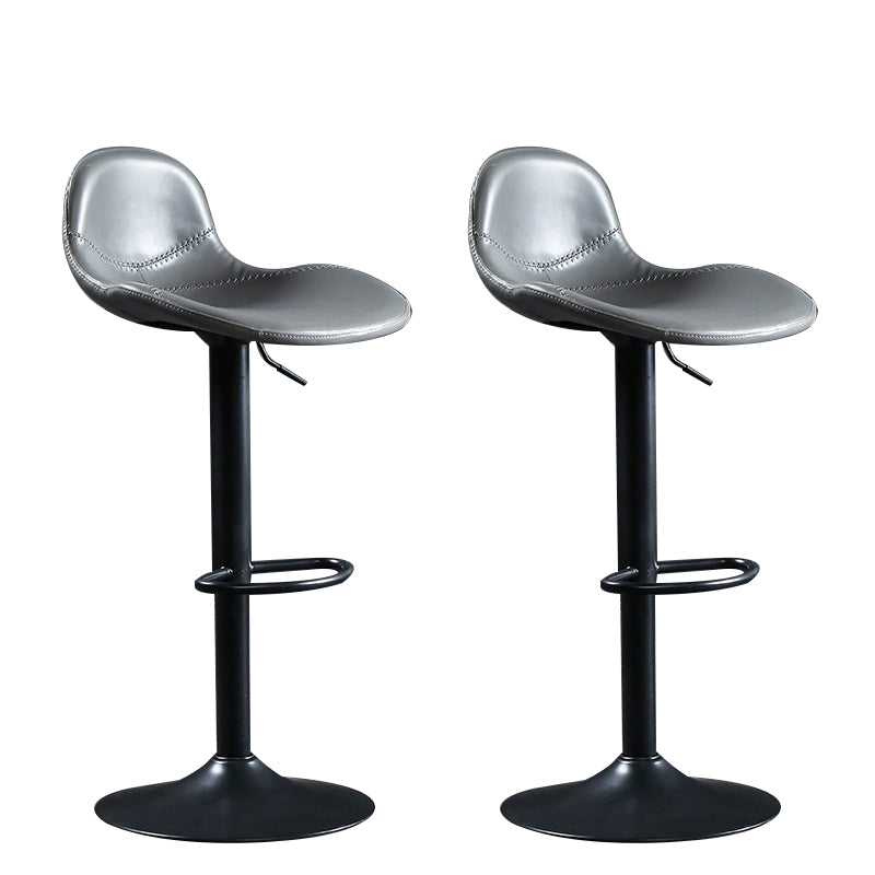 Modern Adjustable Height Barstool Faux Leather Swivel Bar Stools