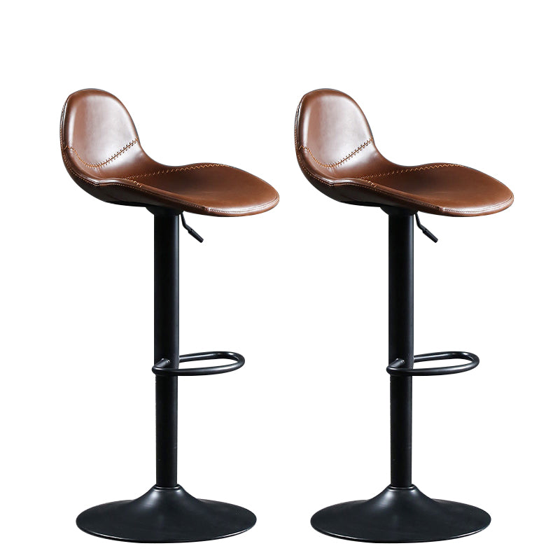 Modern Adjustable Height Barstool Faux Leather Swivel Bar Stools