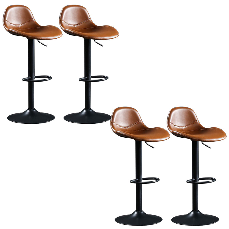 Modern Adjustable Height Barstool Faux Leather Swivel Bar Stools