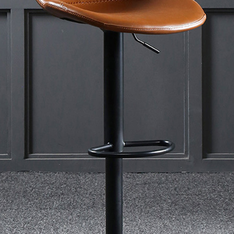 Modern Adjustable Height Barstool Faux Leather Swivel Bar Stools