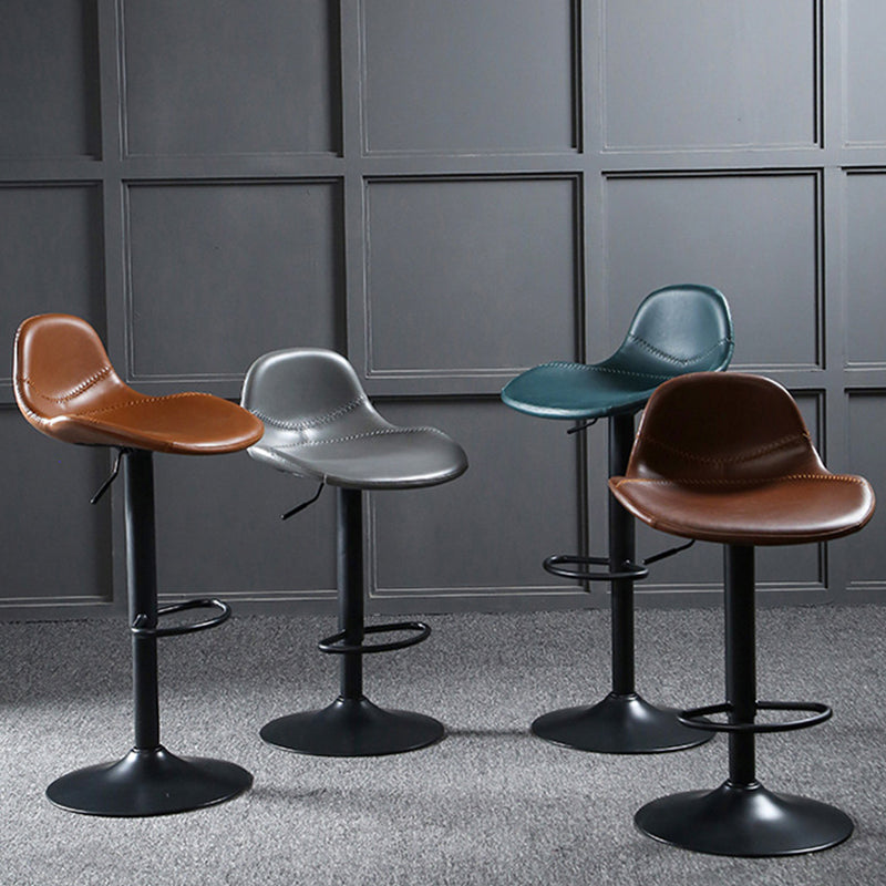 Modern Adjustable Height Barstool Faux Leather Swivel Bar Stools