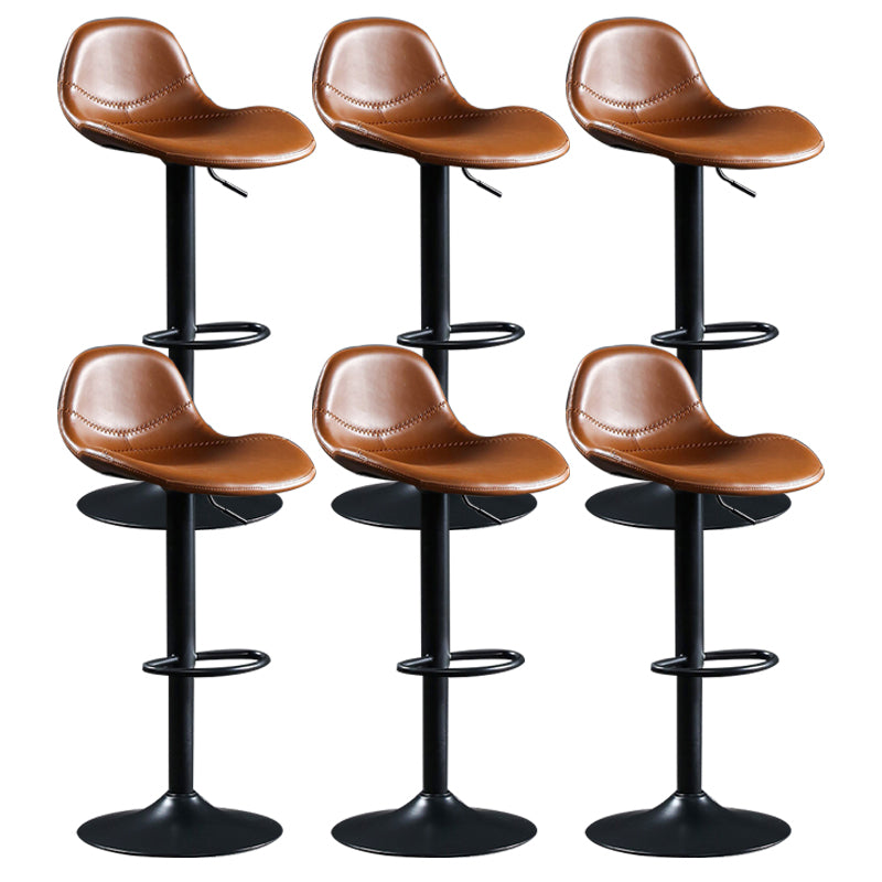 Modern Adjustable Height Barstool Faux Leather Swivel Bar Stools