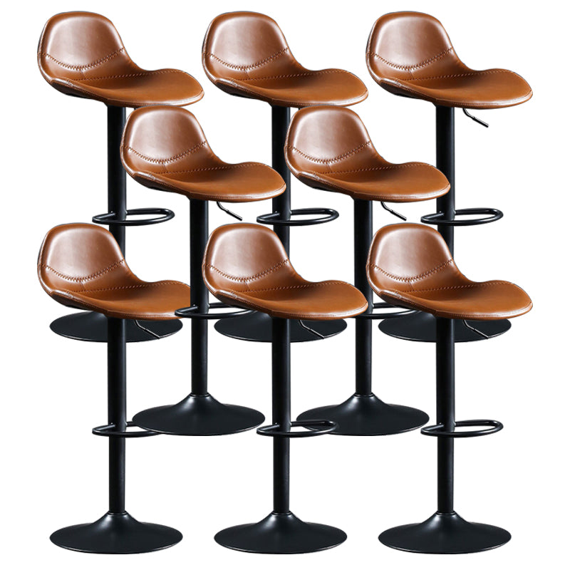 Modern Adjustable Height Barstool Faux Leather Swivel Bar Stools