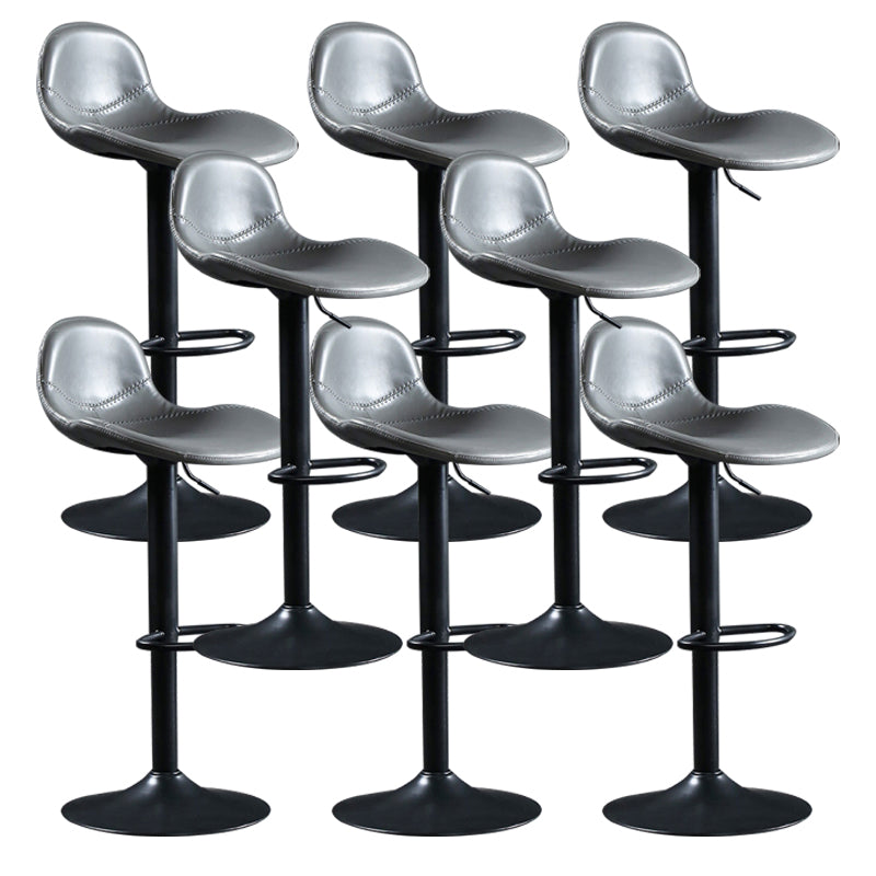 Modern Adjustable Height Barstool Faux Leather Swivel Bar Stools