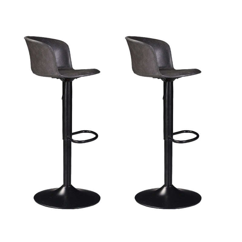 Contemporary Adjustable Height Barstool Faux Leather Swivel Barstool