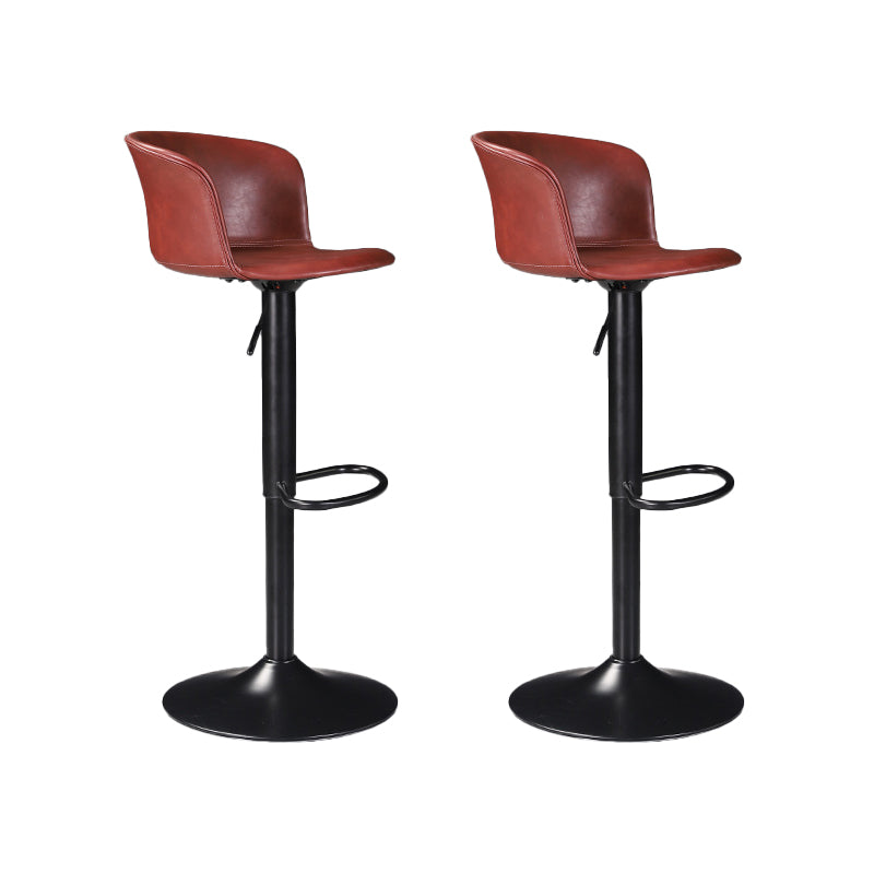 Contemporary Adjustable Height Barstool Faux Leather Swivel Barstool