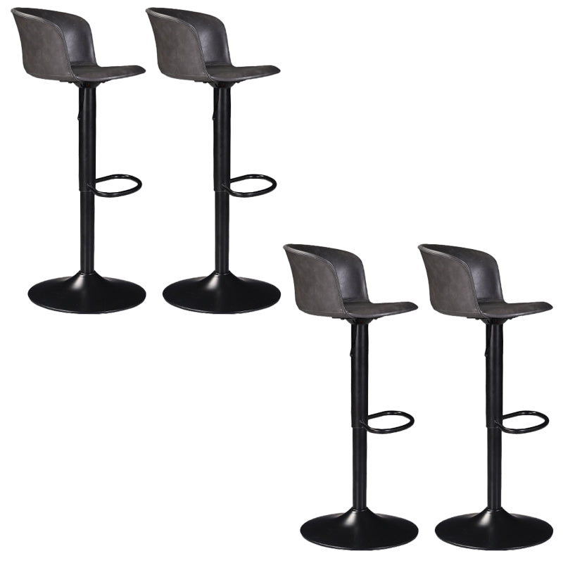 Contemporary Adjustable Height Barstool Faux Leather Swivel Barstool