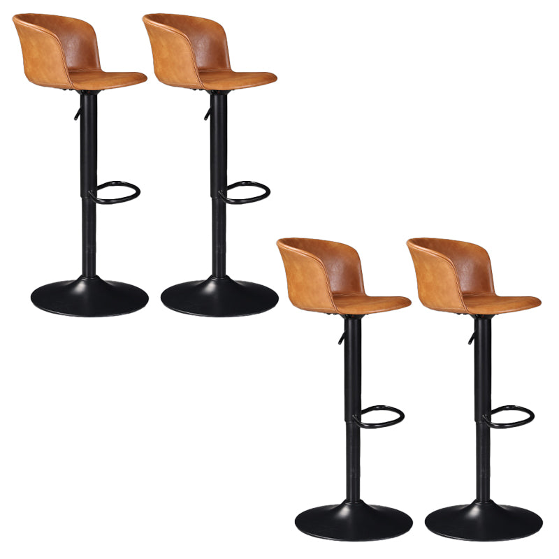 Contemporary Adjustable Height Barstool Faux Leather Swivel Barstool
