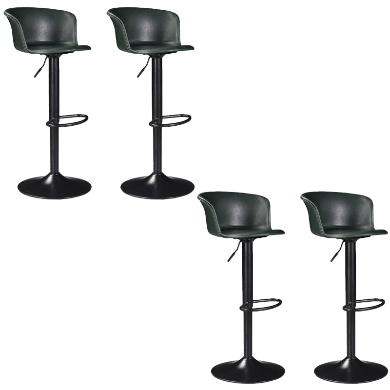 Contemporary Adjustable Height Barstool Faux Leather Swivel Barstool