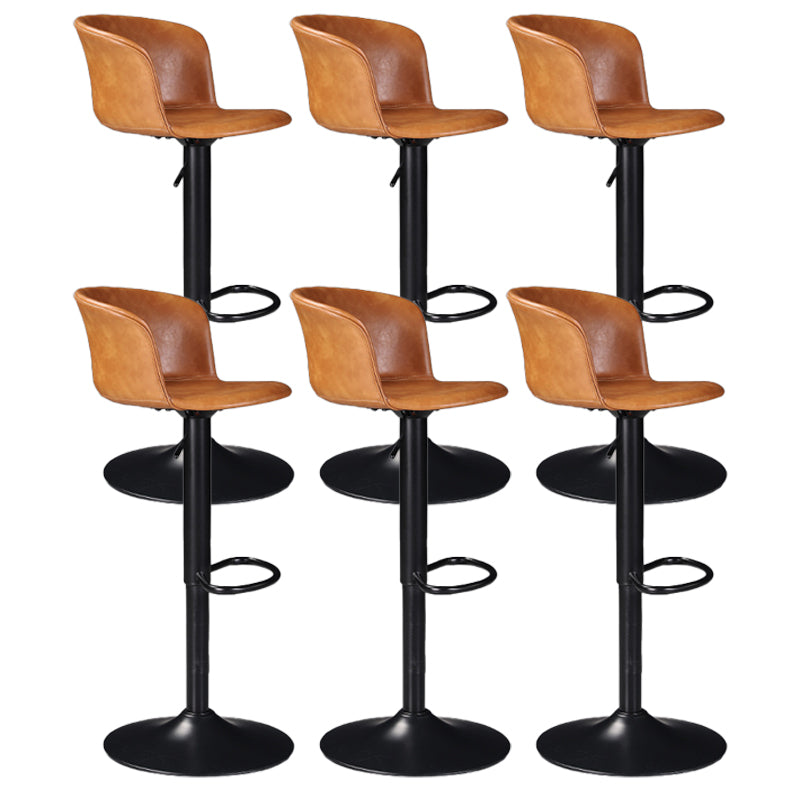 Contemporary Adjustable Height Barstool Faux Leather Swivel Barstool