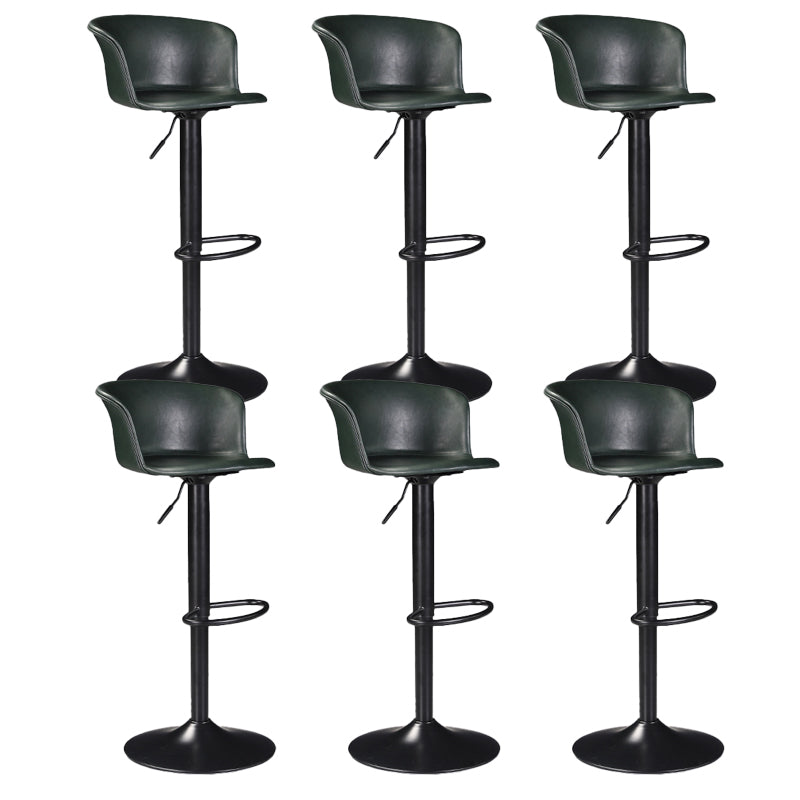 Contemporary Adjustable Height Barstool Faux Leather Swivel Barstool