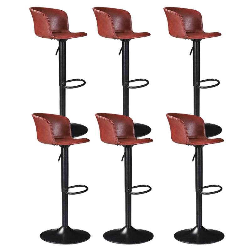 Contemporary Adjustable Height Barstool Faux Leather Swivel Barstool