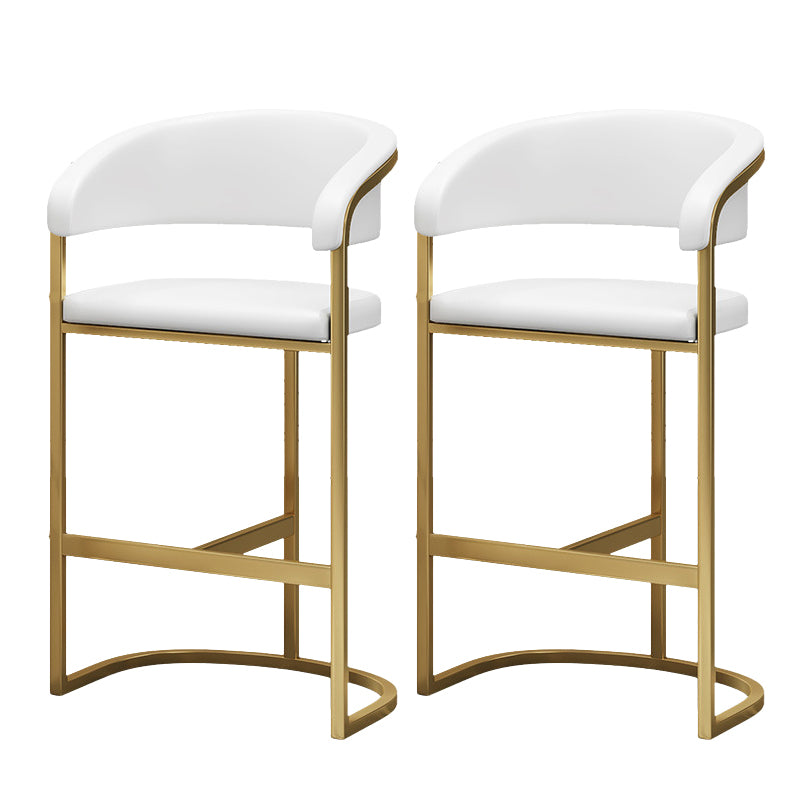 Glam Restaurant Leather Stool Matte Finish Metal Footrest Barstool