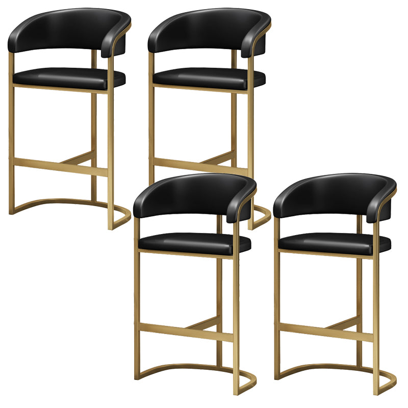 Glam Restaurant Leather Stool Matte Finish Metal Footrest Barstool
