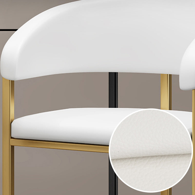 Glam Restaurant Leather Stool Matte Finish Metal Footrest Barstool