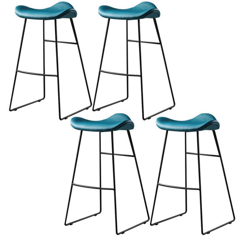 Contemporary Armless Backless Counter Stool Iron Bar Stool with Footrest